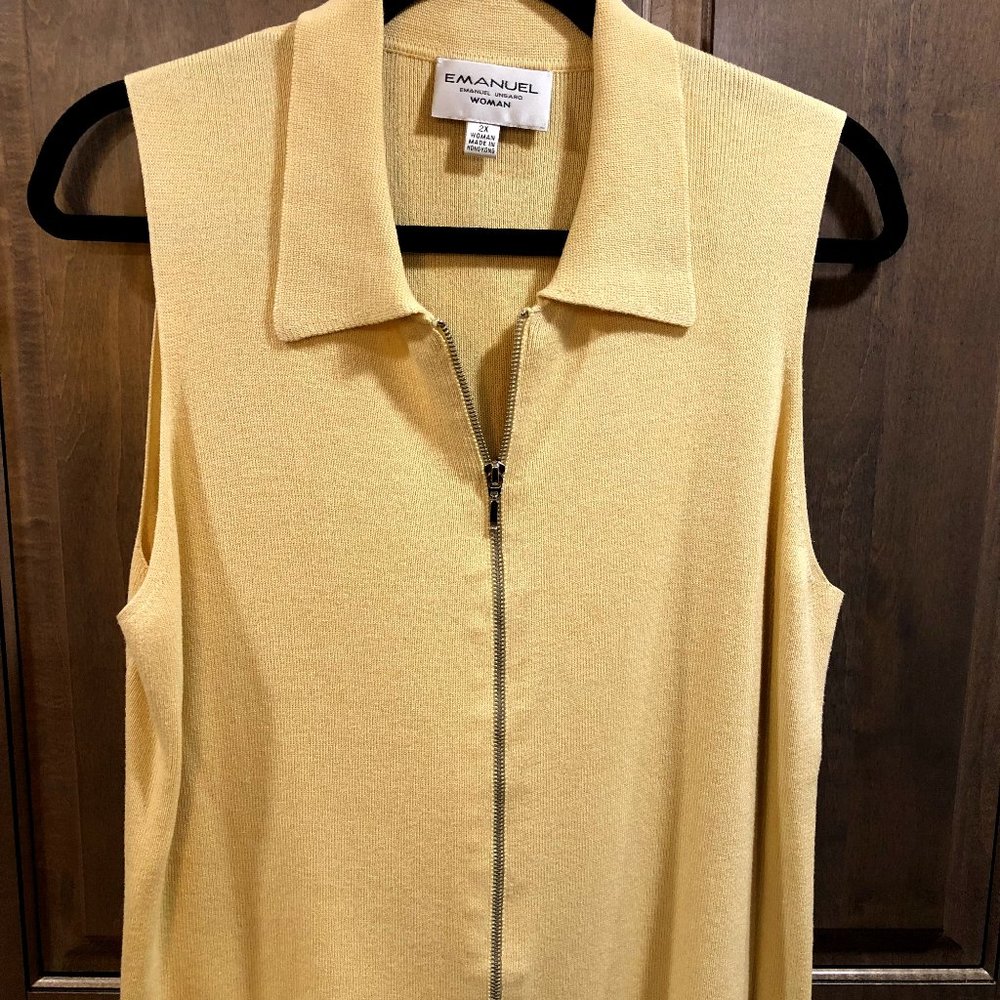 Plus Size EMANUEL UNGARO Zip Up Knit Sleeveless Top